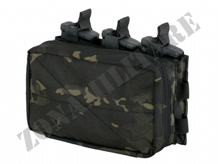 Molle Triple Rifle Mag/Gp Pouch Multicam Black 8 Fields