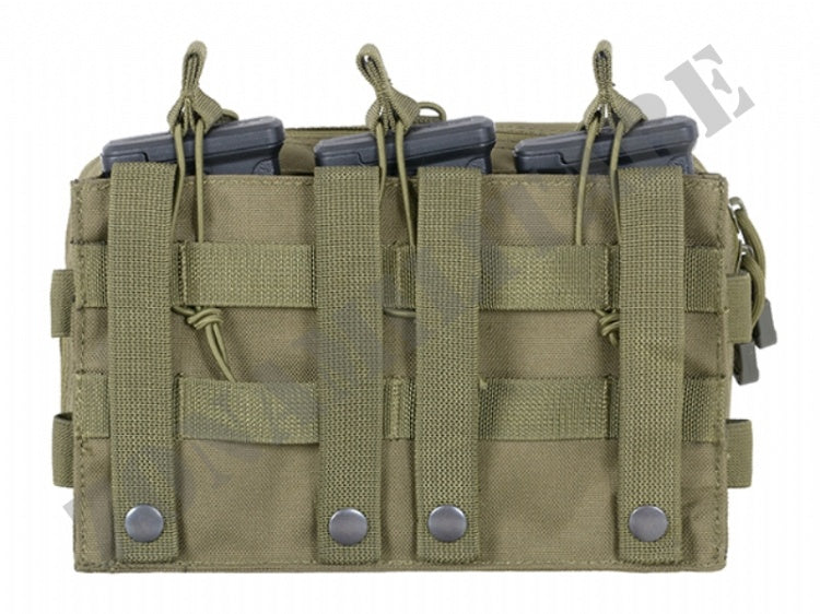 Molle Triple Rifle Mag/Gp Pouch Od Green 8 Fields