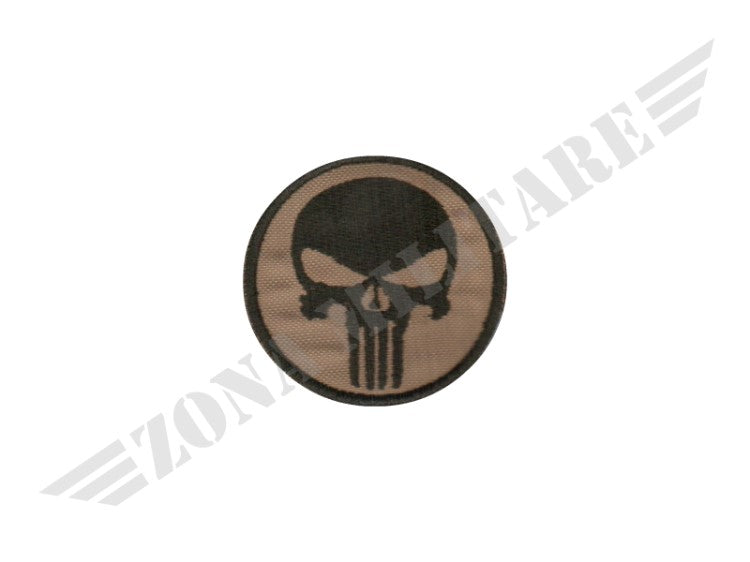 Patch Punisher Tonda Sfondo Tan Ricamo Nero