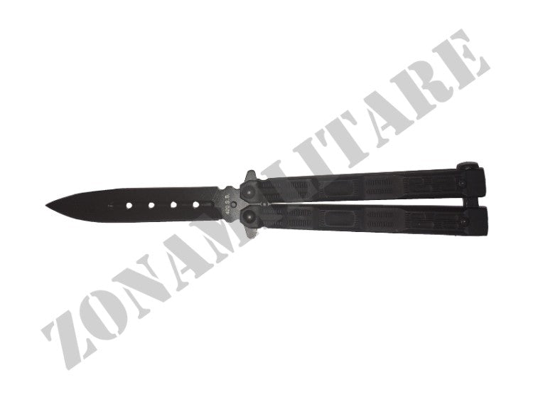 Coltello A Farfalla Manico Gommato Colore Nero